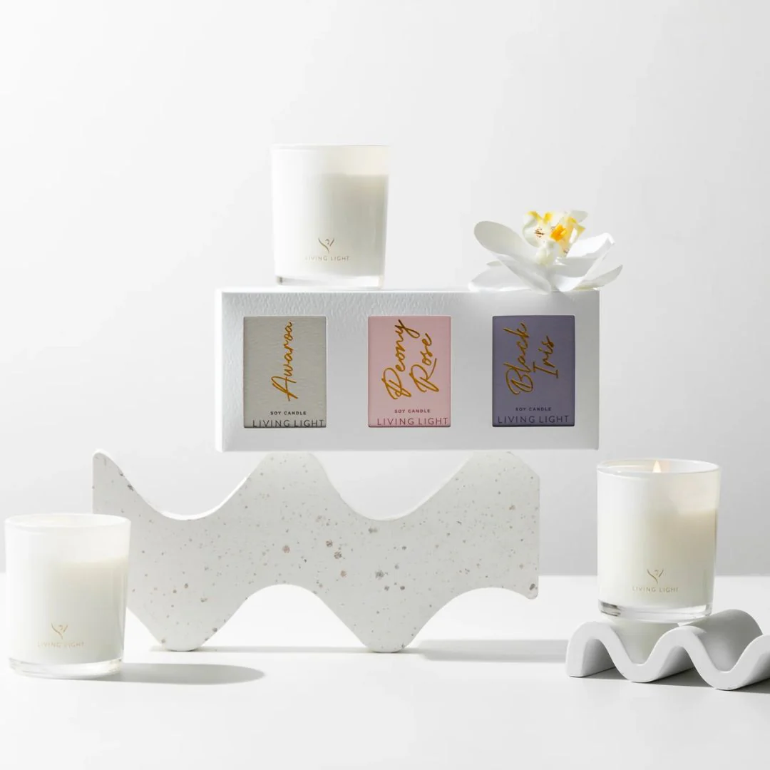 Triple Mini Soy Gift Set: Awaroa, Peony Rose & Black Iris - Image 2