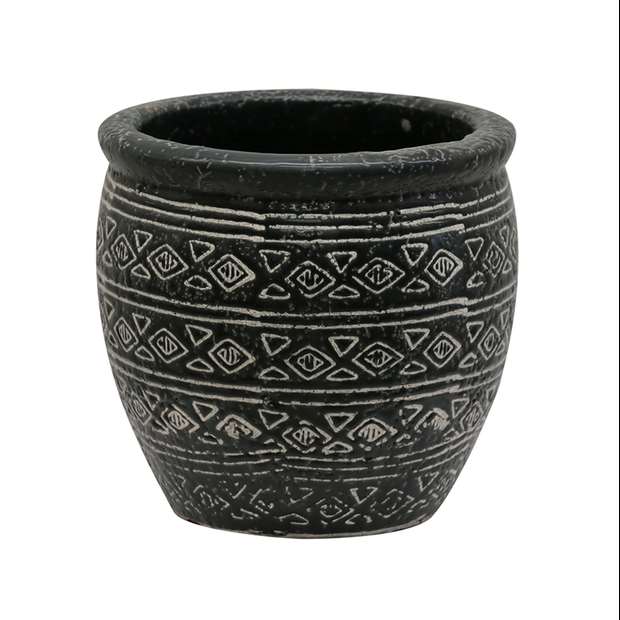 Aztec Pot: Black/Natural - Medium