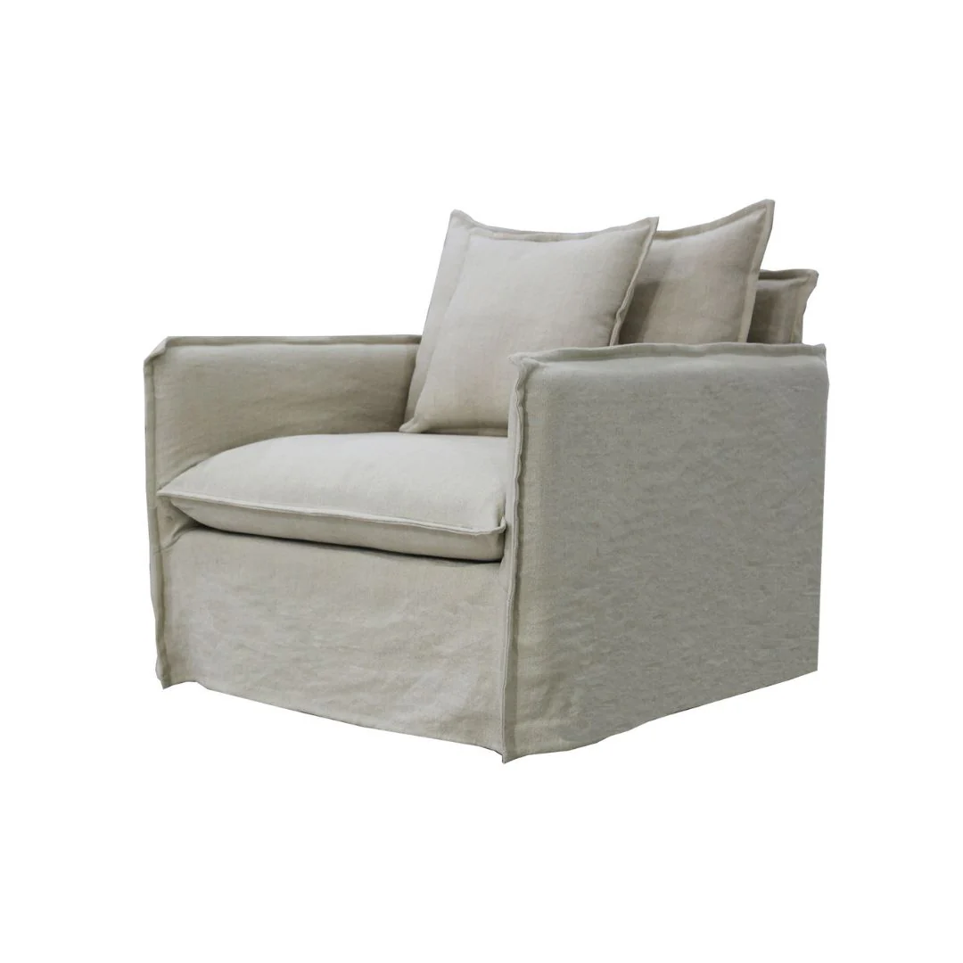 Chantilly Slip Cover Armchair - Salt & Pepper - Image 2