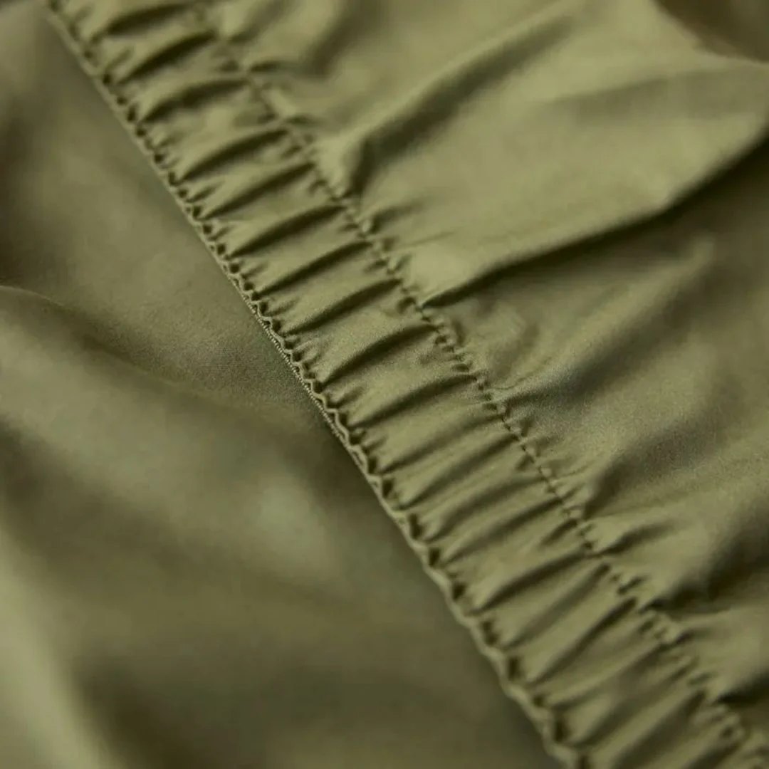 Bamboo Cotton Fitted Sheet: Olive - Queen - Image 2