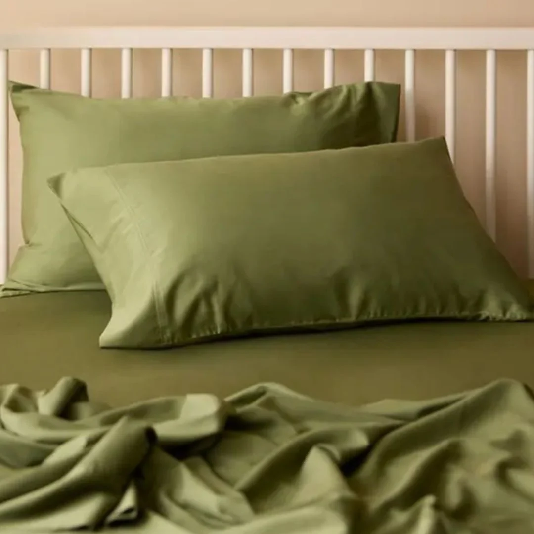 Bamboo Cotton Pillowcase in Pair: Olive