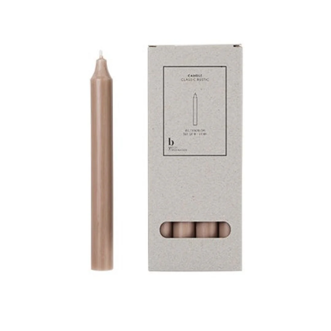 Broste Taper Candle H20: Linen - Set of 8