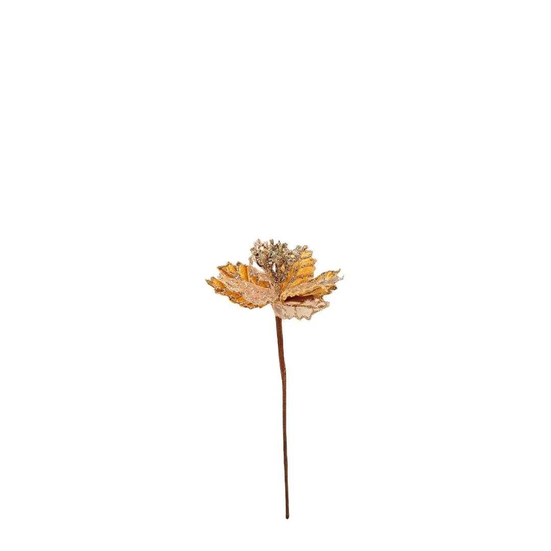Brushed Gold Poinsettia on Stick - Image 2