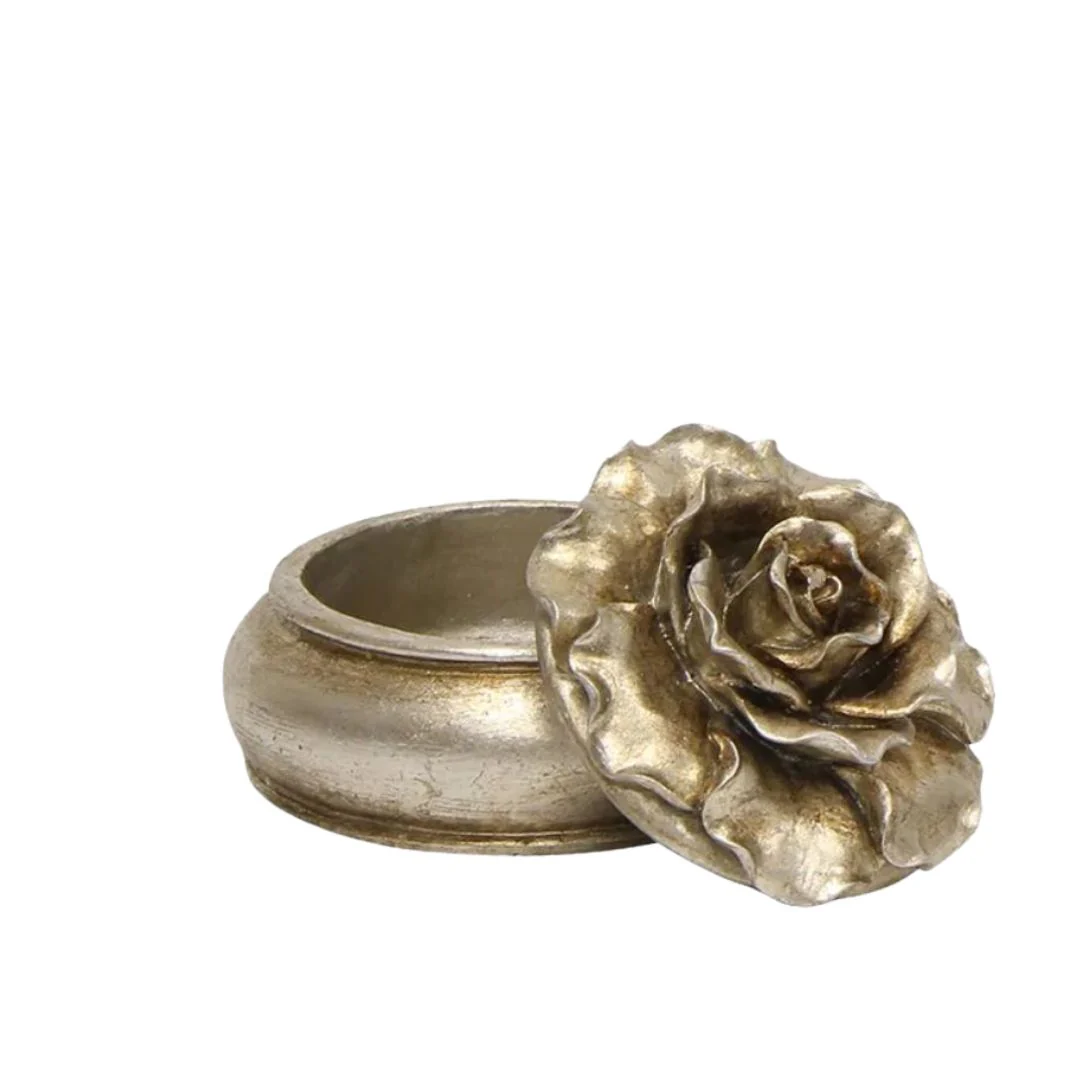 Camelia Round Trinket Box Pewter Finish - Large - Image 2