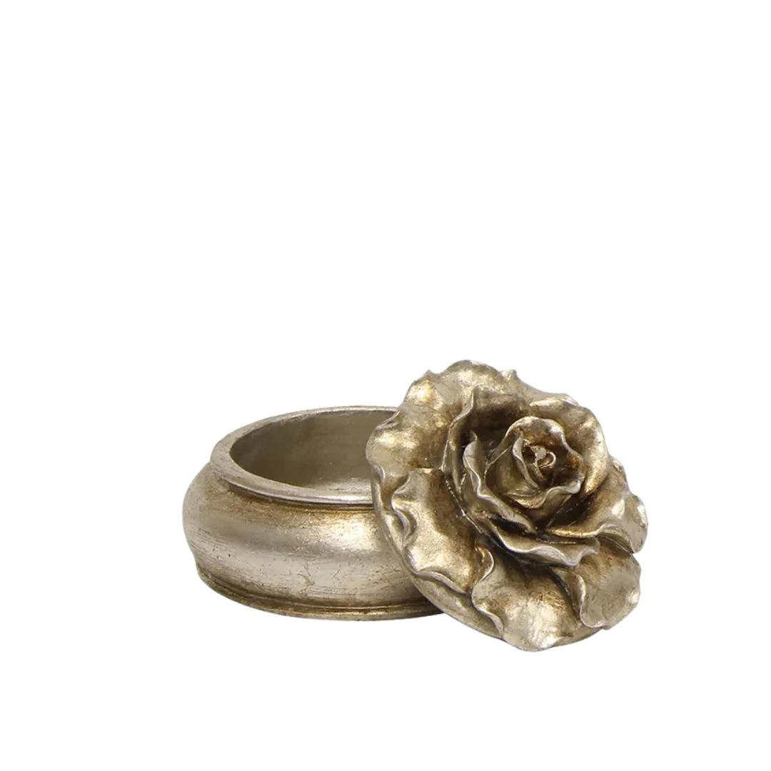 Camelia Round Trinket Box Pewter Finish - Small - Image 2