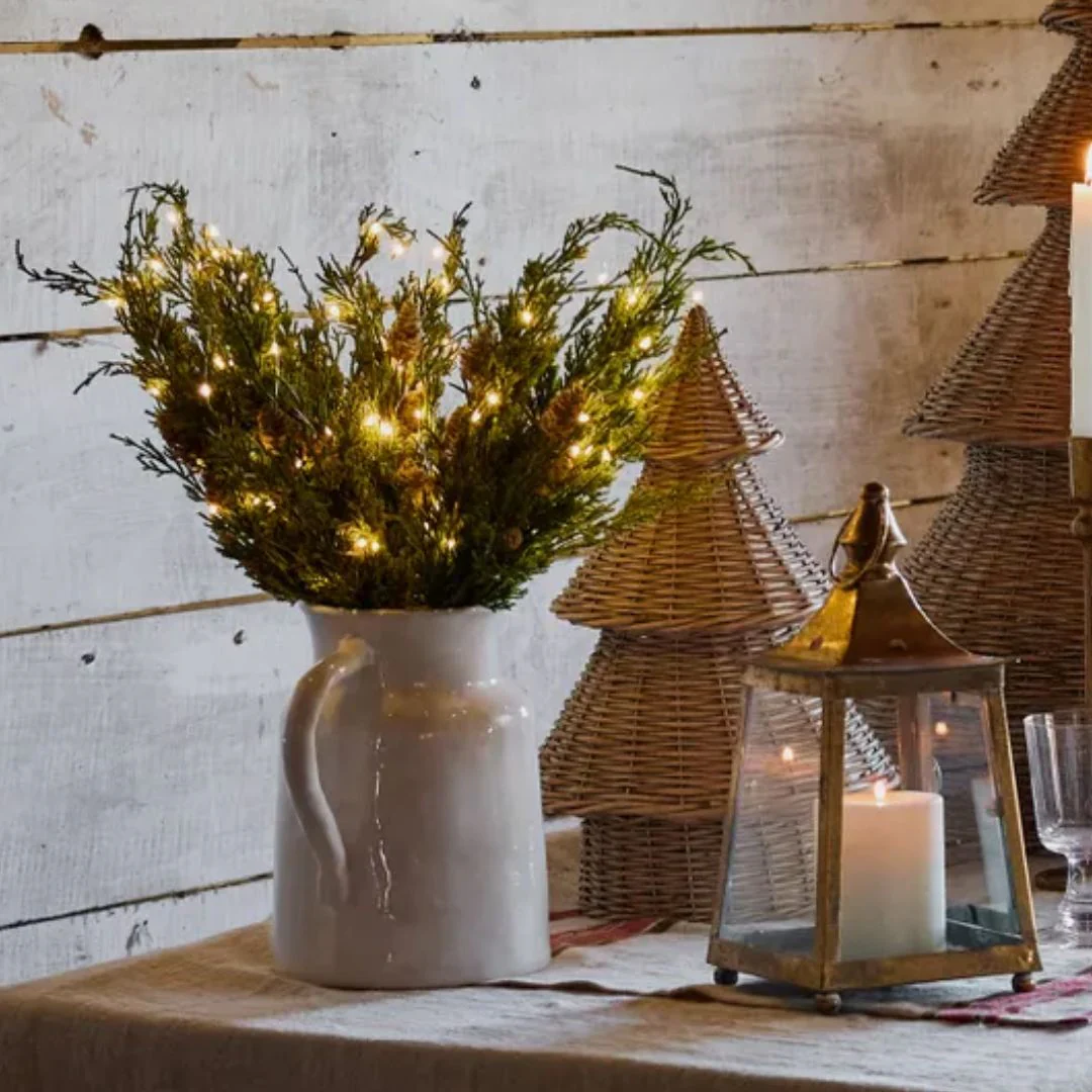 Cedar & Pinecone Branch with Lights - 60cm - Image 2