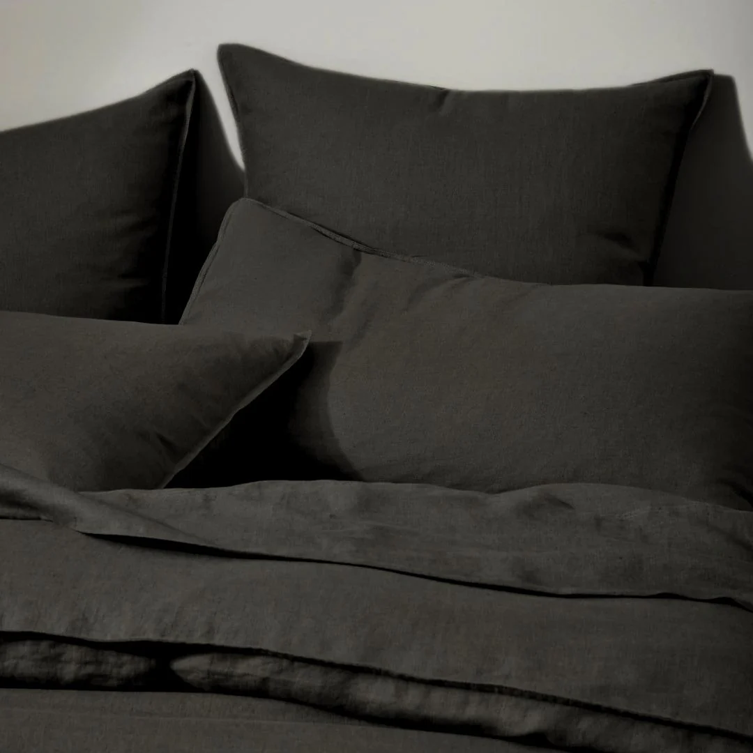 Ravello Linen Charcoal Pillowcase in Pair