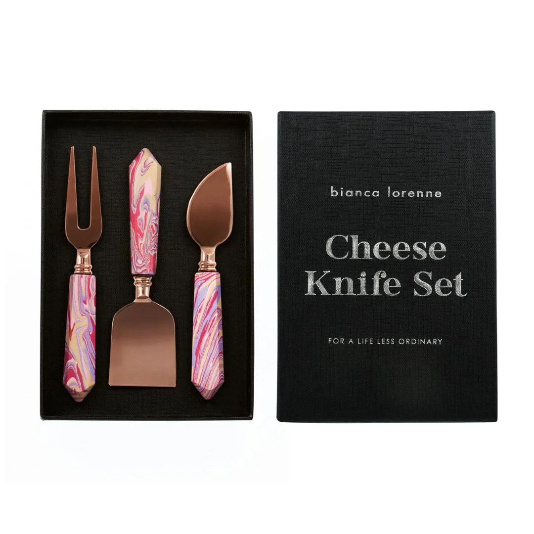 Cheese Knife Set - Pink Marble