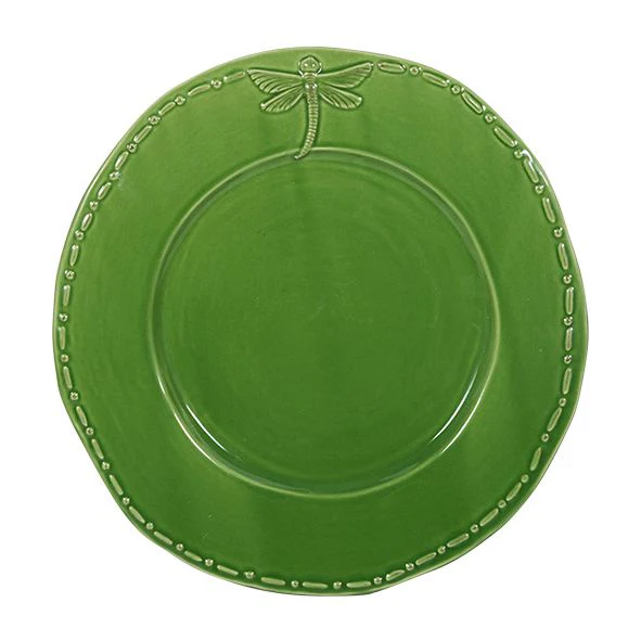 Dragonfly Stoneware Dinner Plate: Green