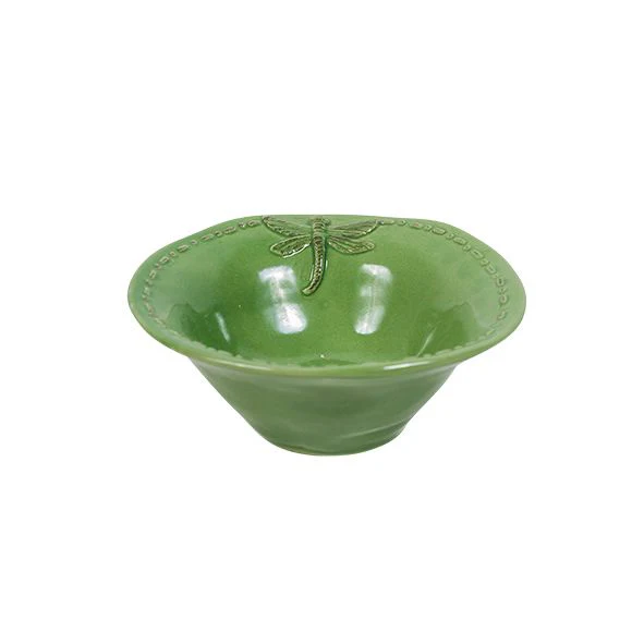 Dragonfly Stoneware Salt Bowl: Green