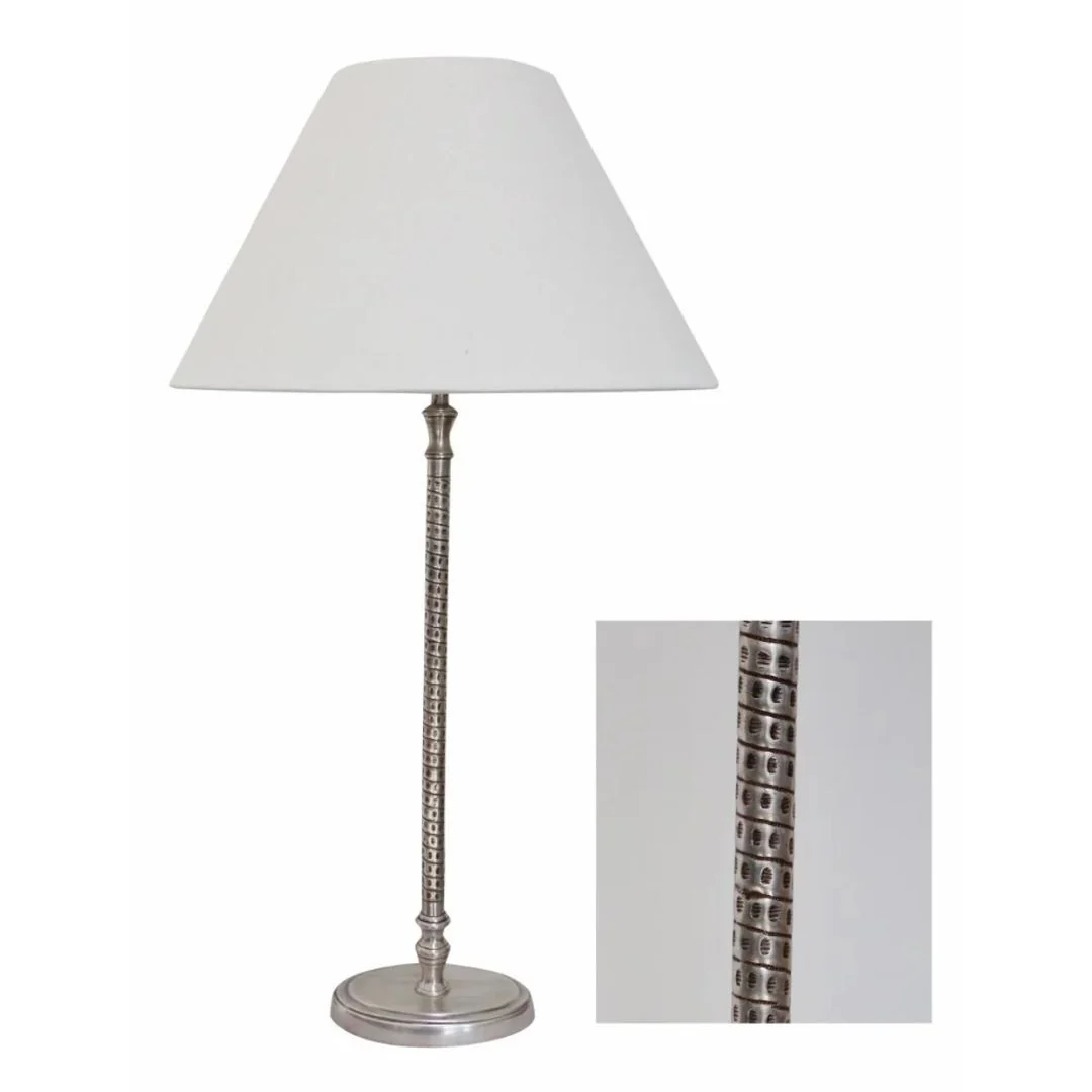 Etched Stem Lampbase in Antique Silver Finish