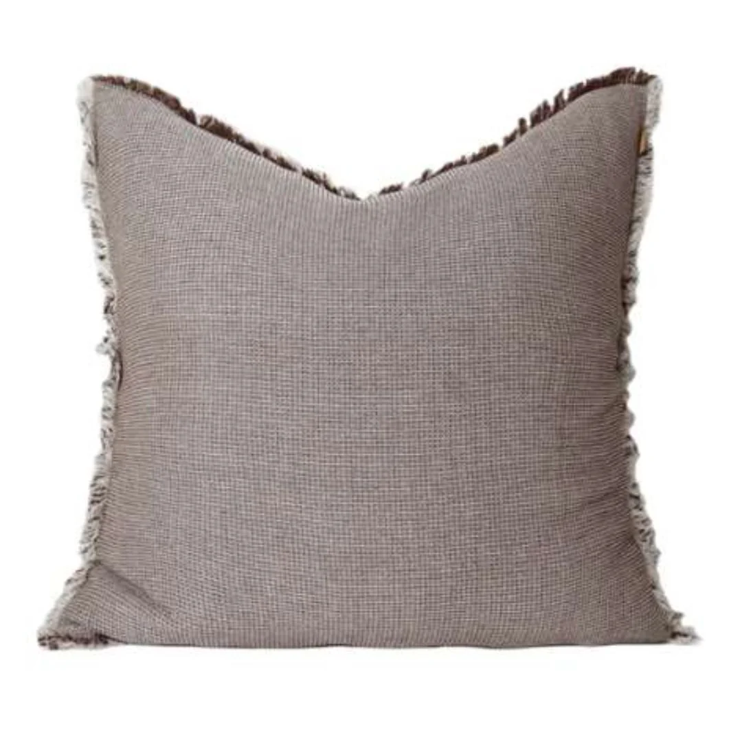 Euro Waffle Cushion with Fringe Earth - 60x60