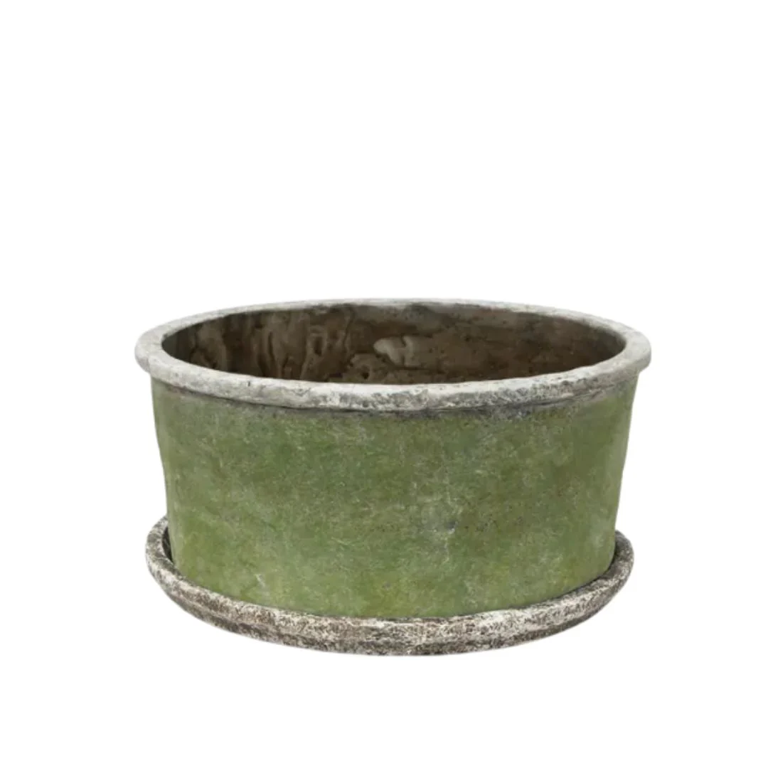 Evergreen Wide Plant Pot & Saucer - Large