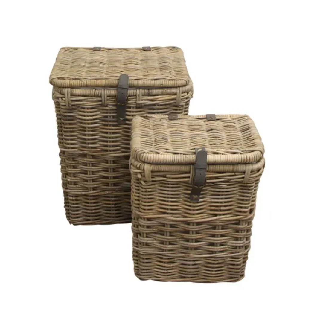 Grove Rectangular Laundry Basket with Leather Strap - Large