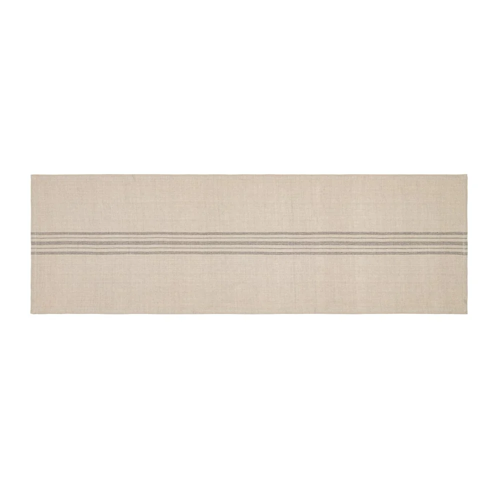 Linen Blend Stripe Table Runner - Nat/Grey