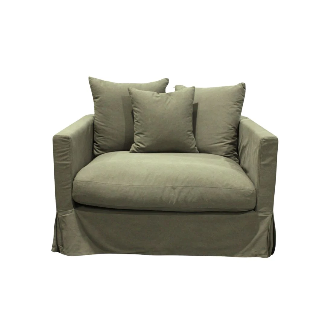 Luxe Sofa with Slip Cover: Forest Green - 1 Seater