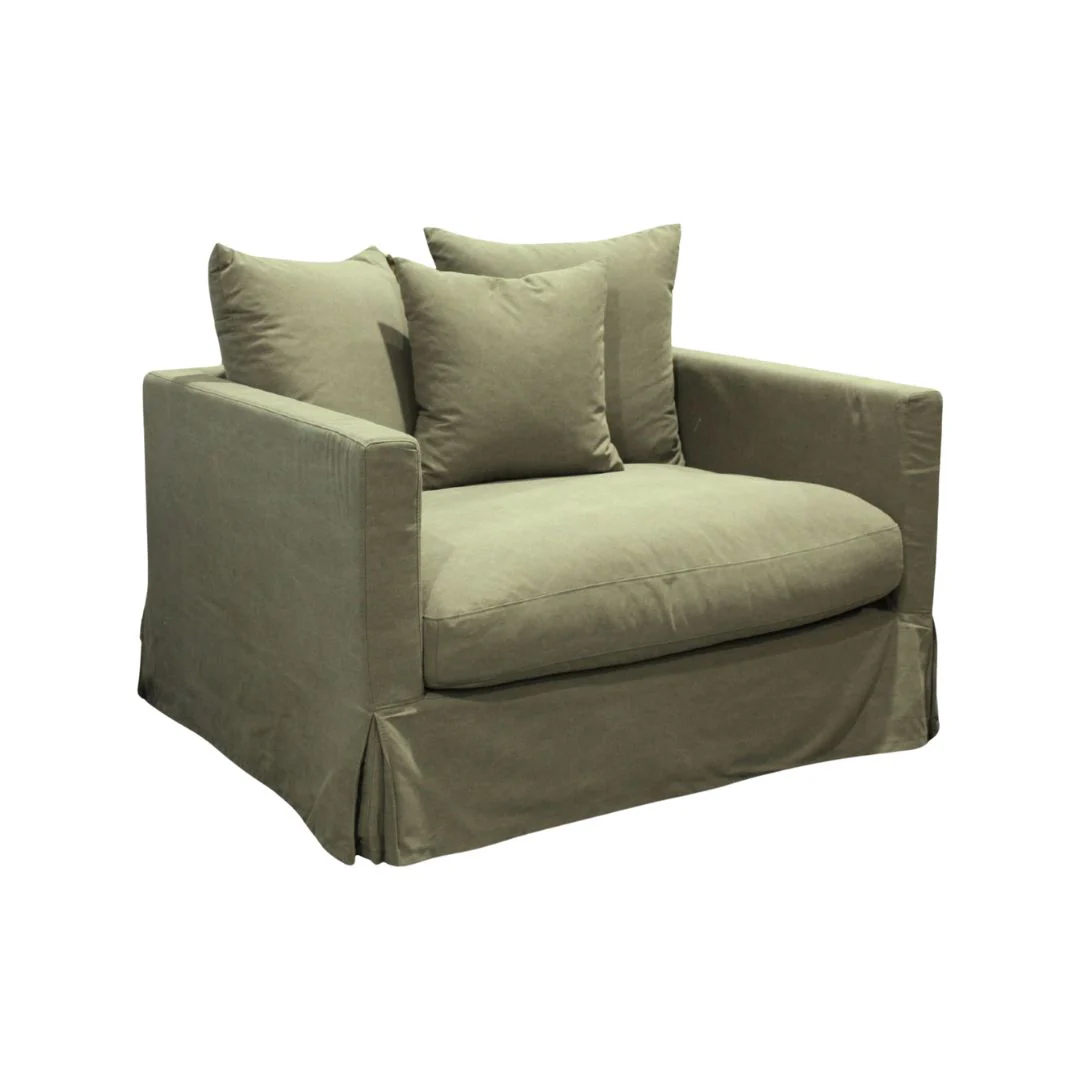 Luxe Sofa with Slip Cover: Forest Green - 1 Seater - Image 2