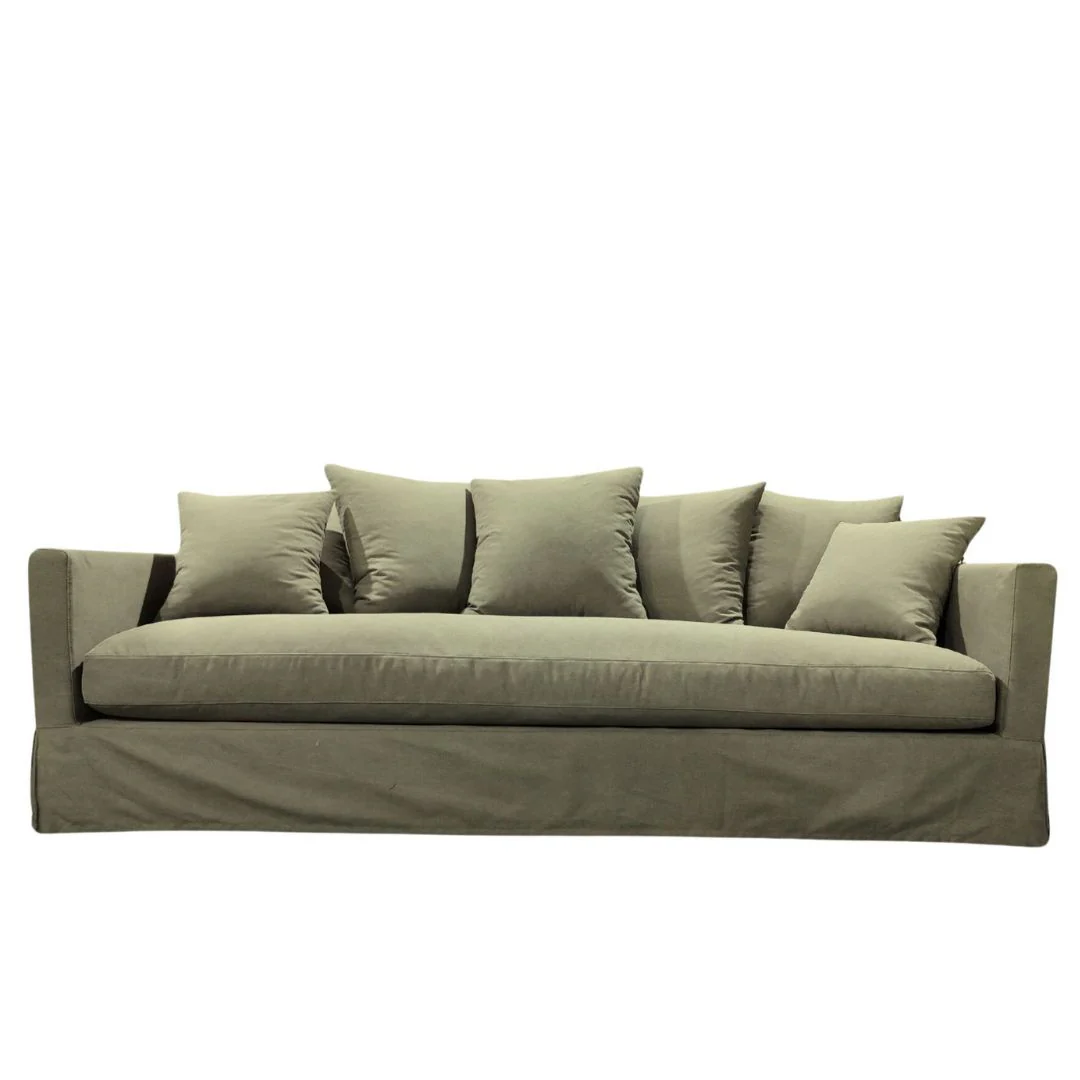 Luxe Sofa with Slip Cover: Forest Green - 3 Seater