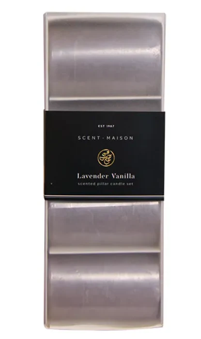 Maison Set 4 Pillar Candles Lavender Vanilla 2x3"