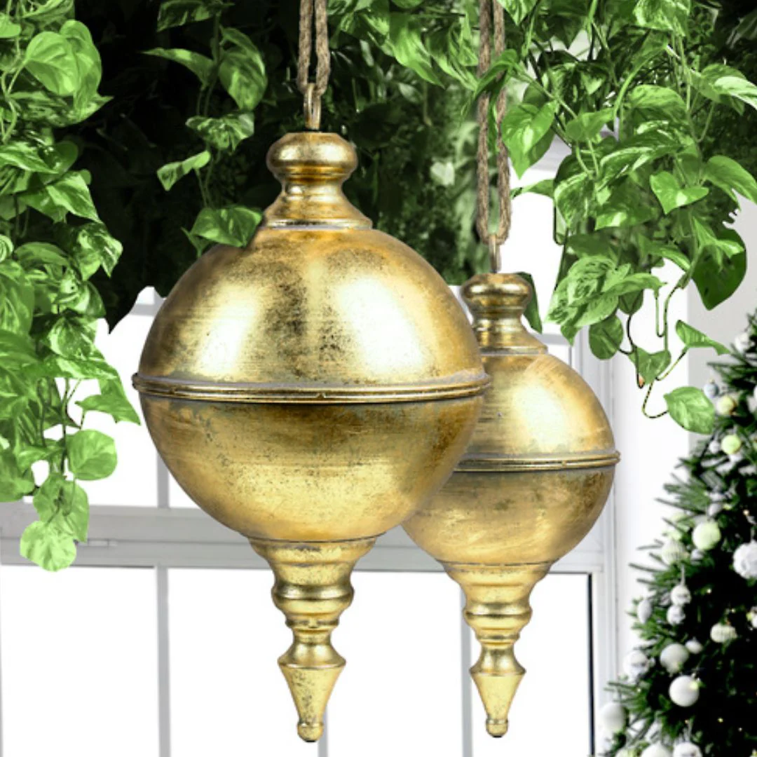 Over-sized Antique Gold Metal Finial Hanging Decor - Image 2
