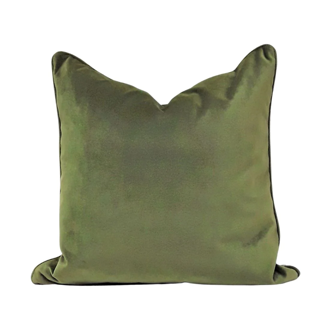 Patola Paisley Emerald/Casimir Olive Piped Cushion - 55x55 - Image 2