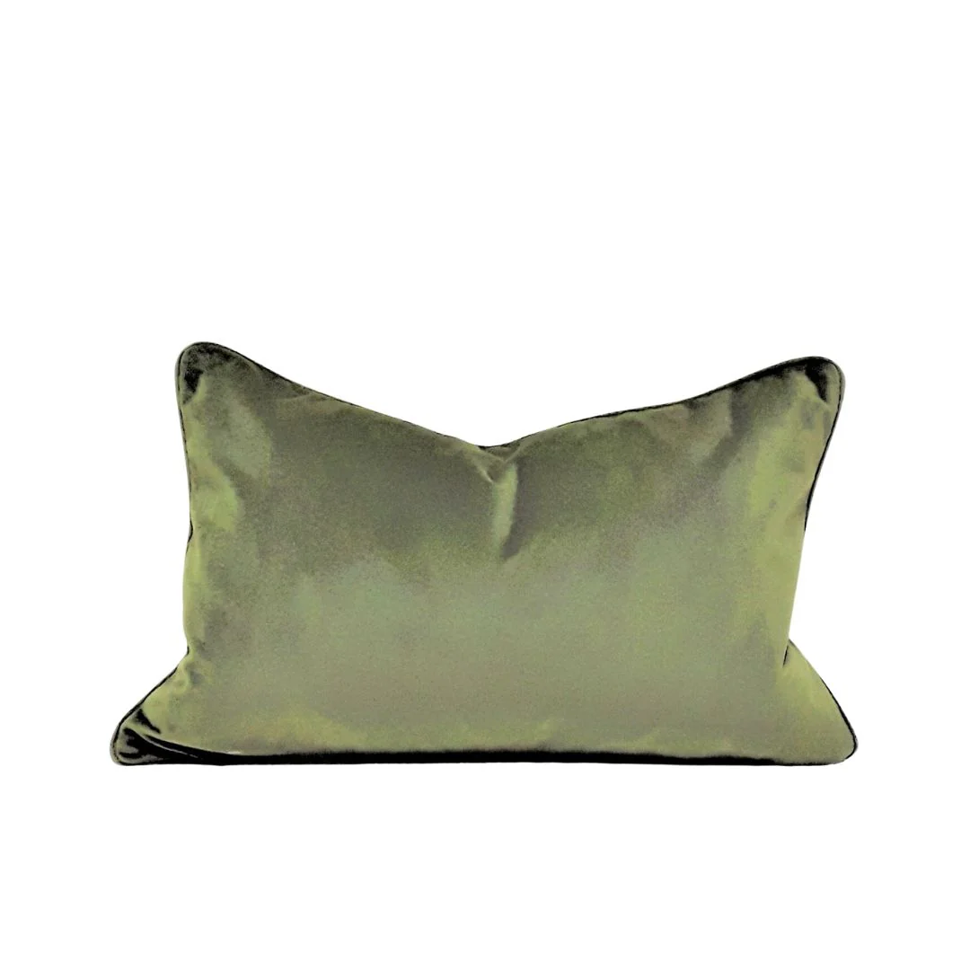 Patola Paisley Emerald/Casimir Olive Piped Cushion - 35x55 - Image 2