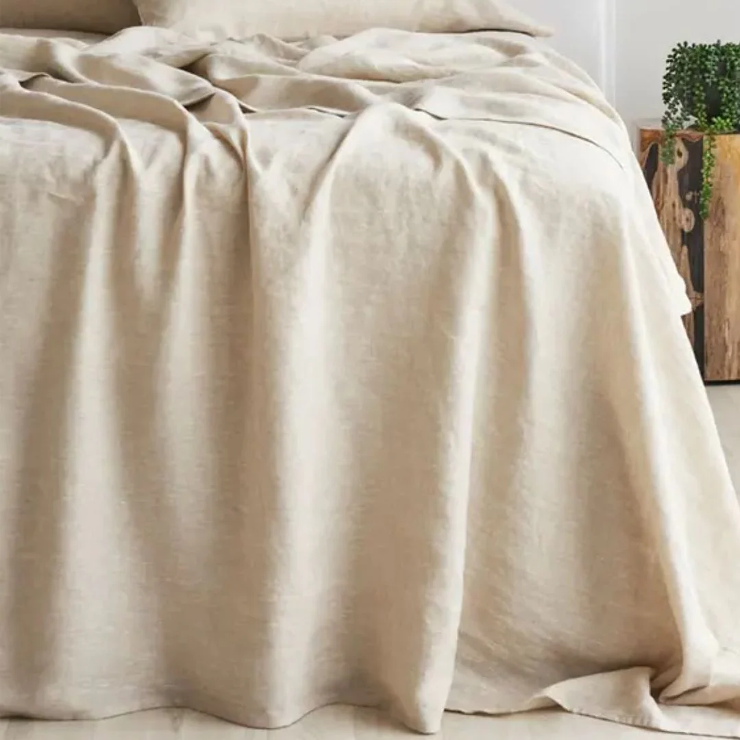 Pure Linen Fitted Sheet: Natural - Queen