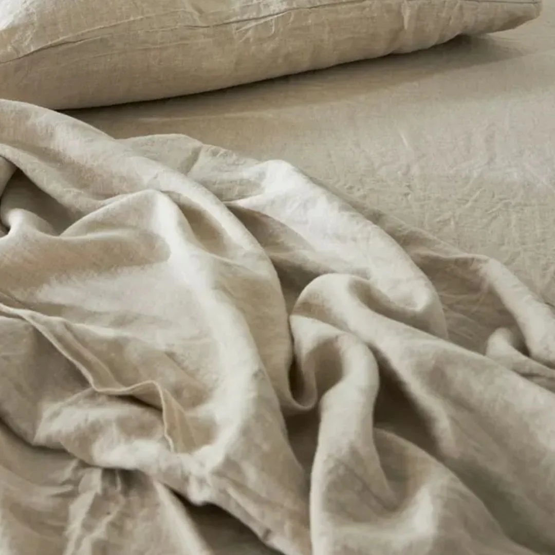 Pure Linen Flat Sheet: Natural - Queen - Image 2