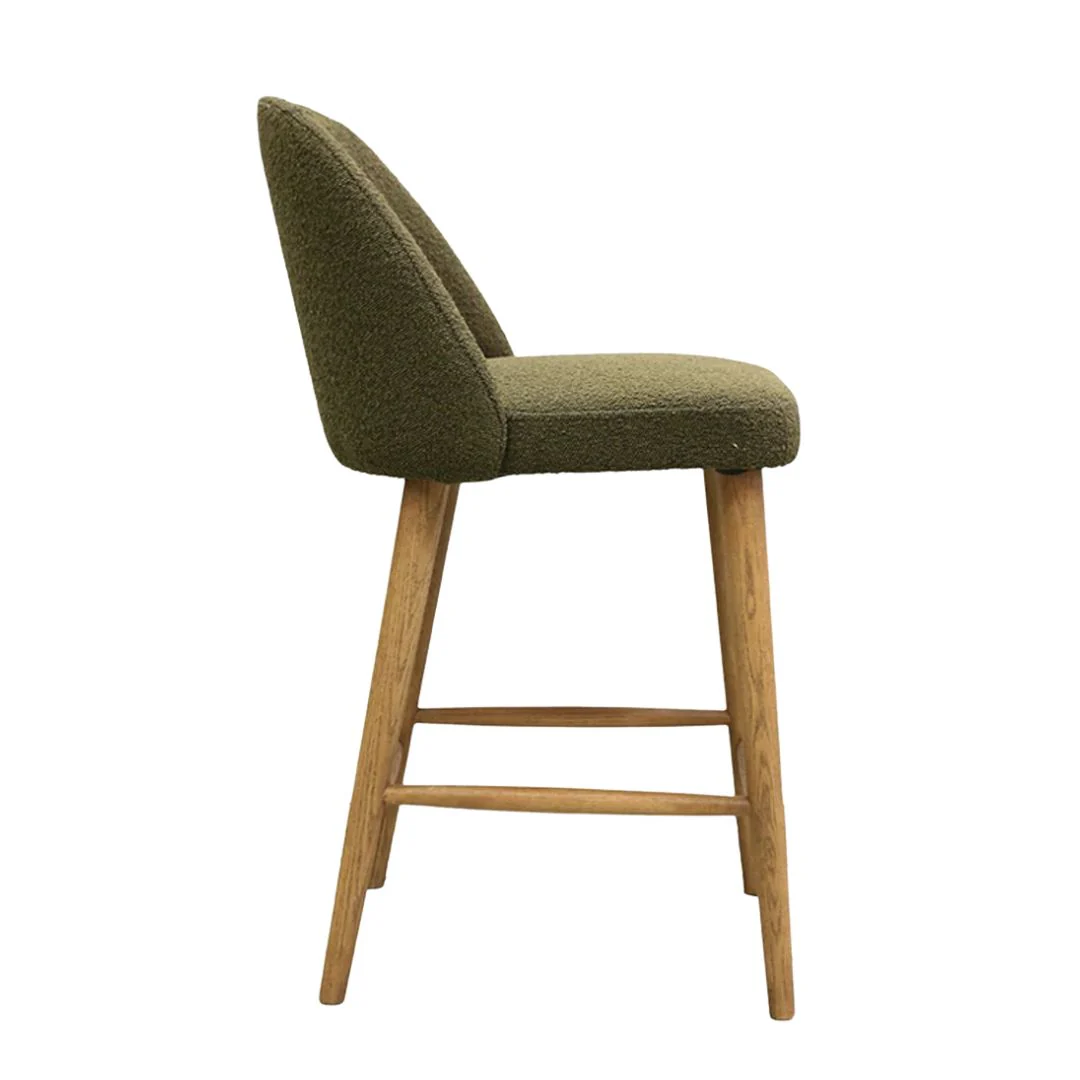 Roma Sherwood Boucle Oak Barstool - Image 2