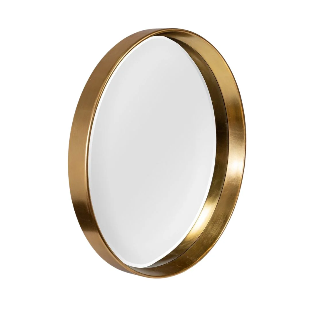 Round Beveled Gold Wall Mirror - 95dia. - Image 2