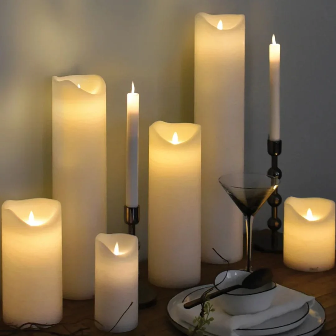 Sirius Sara Tall Taper LED Candle: White - Set of 2 - Image 2