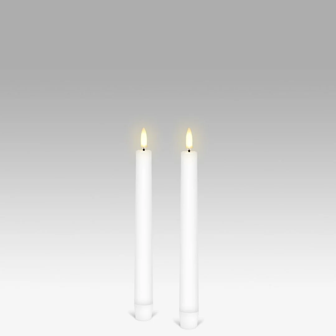 LED Taper Candle: Nordic White - Pack of 2 - 2.3x20cm
