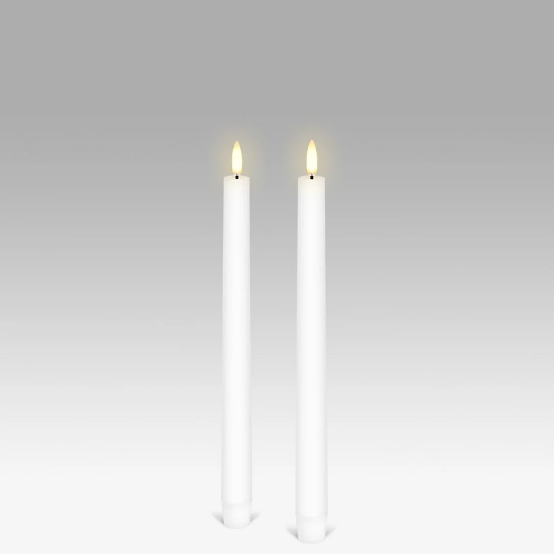 LED Taper Candle: Nordic White - Pack of 2 - 2.3x25cm