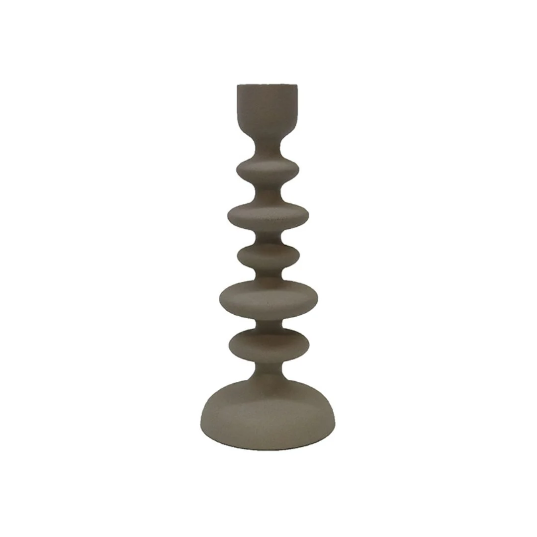Textured Candle Stick: Off White - 26cm