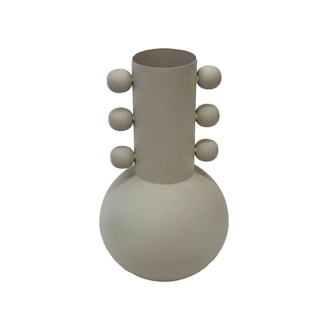Textured Iron Vase: Off White - 30cm