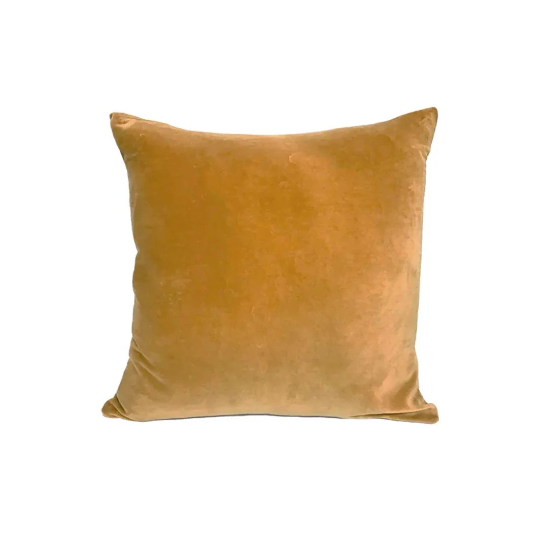Velvet Saffron Cushion with Feather Inner - 50x50