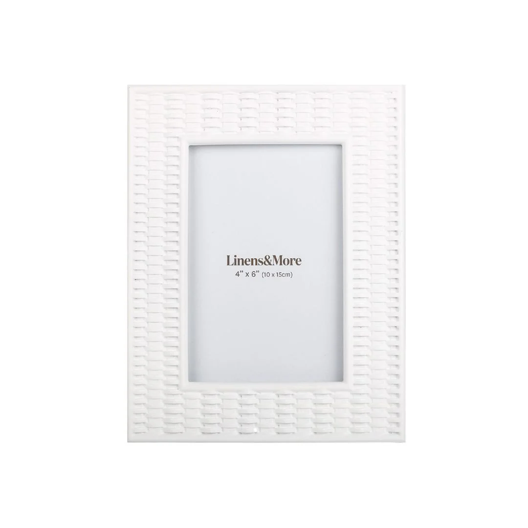 Woven White Photo Frame - 4x6"